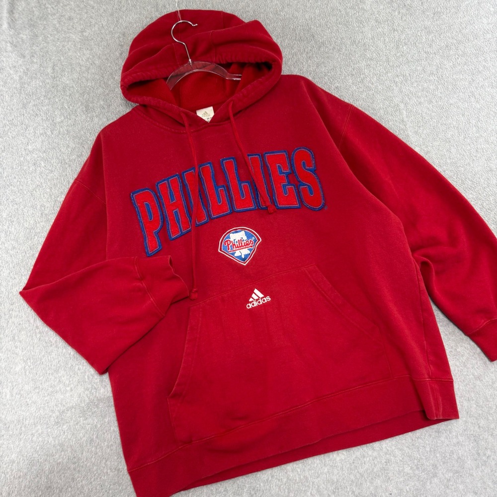 Adidas Philadelphia Phillies Hoodie Mens M Red Vintage y2k 00s MLB Sweatshirt